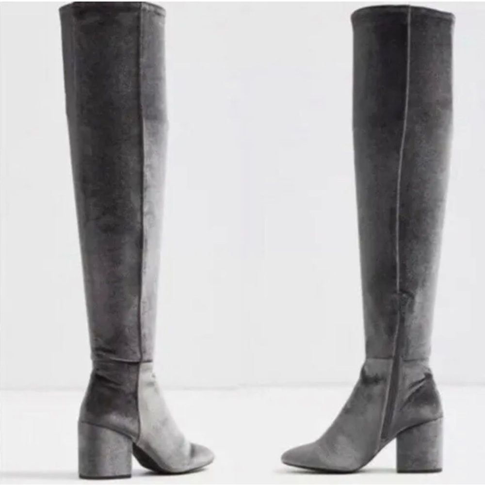 Aldo Charcoal Gray Over-the-Knee Block Heel Boots